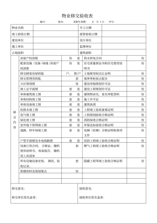 物业移交验收表