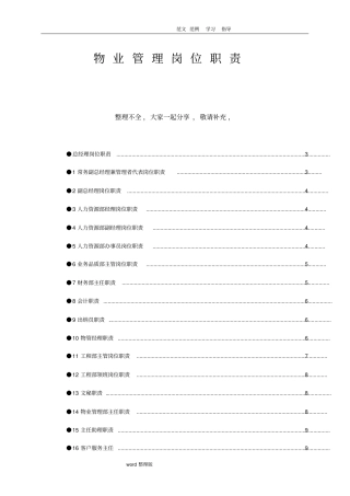 物业管理岗位职责_