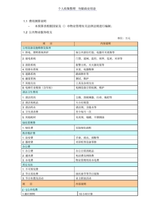 物业管理收支预算