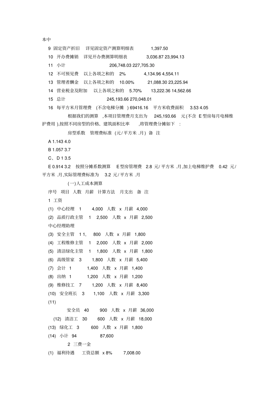 物业管理费用测算_第3页