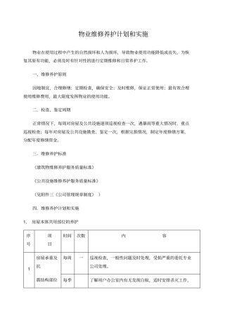物业维修养护计划和实施