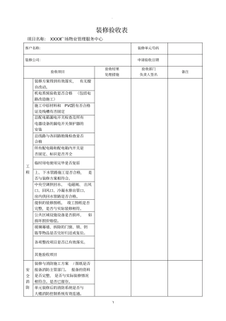 物业装修验收表
