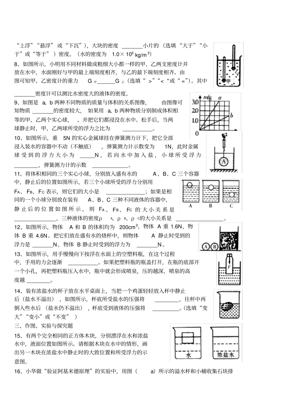 物体的浮沉条件及利用练习题及答案_第2页