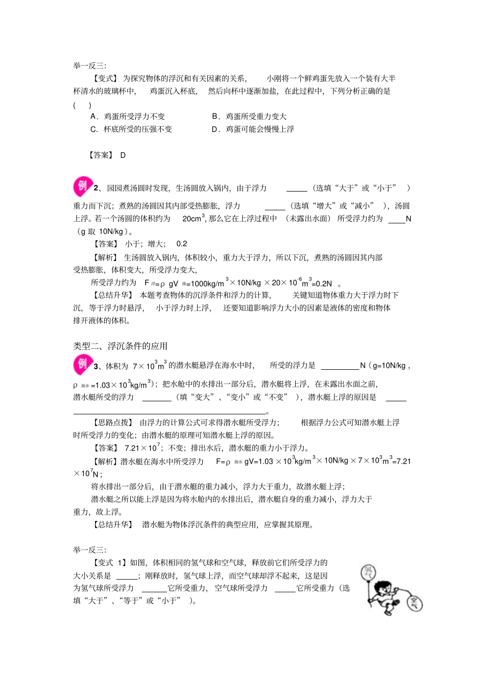 物体的浮沉条件及应用基础知识讲解_第3页