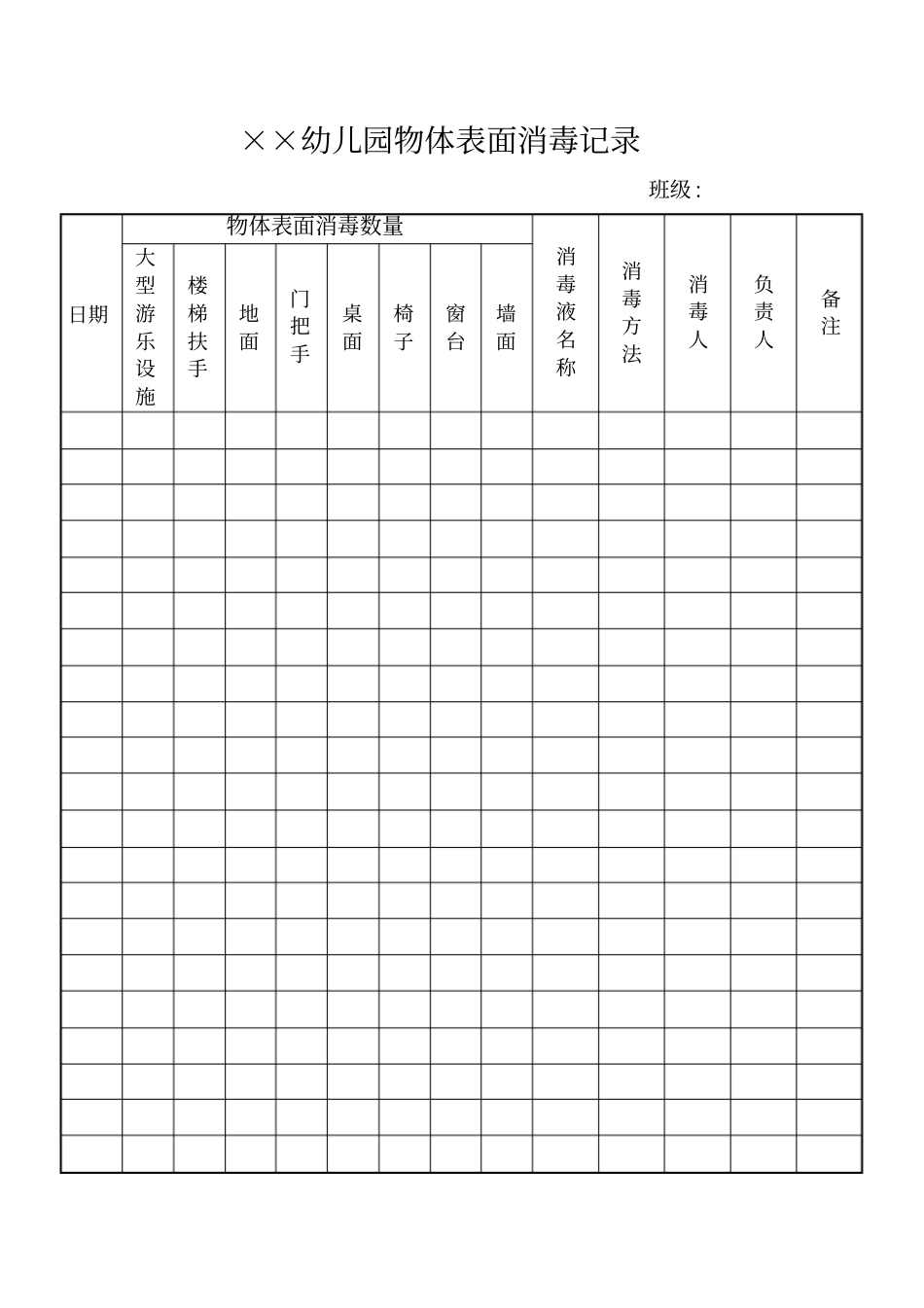 物体表面消毒记录表_第1页
