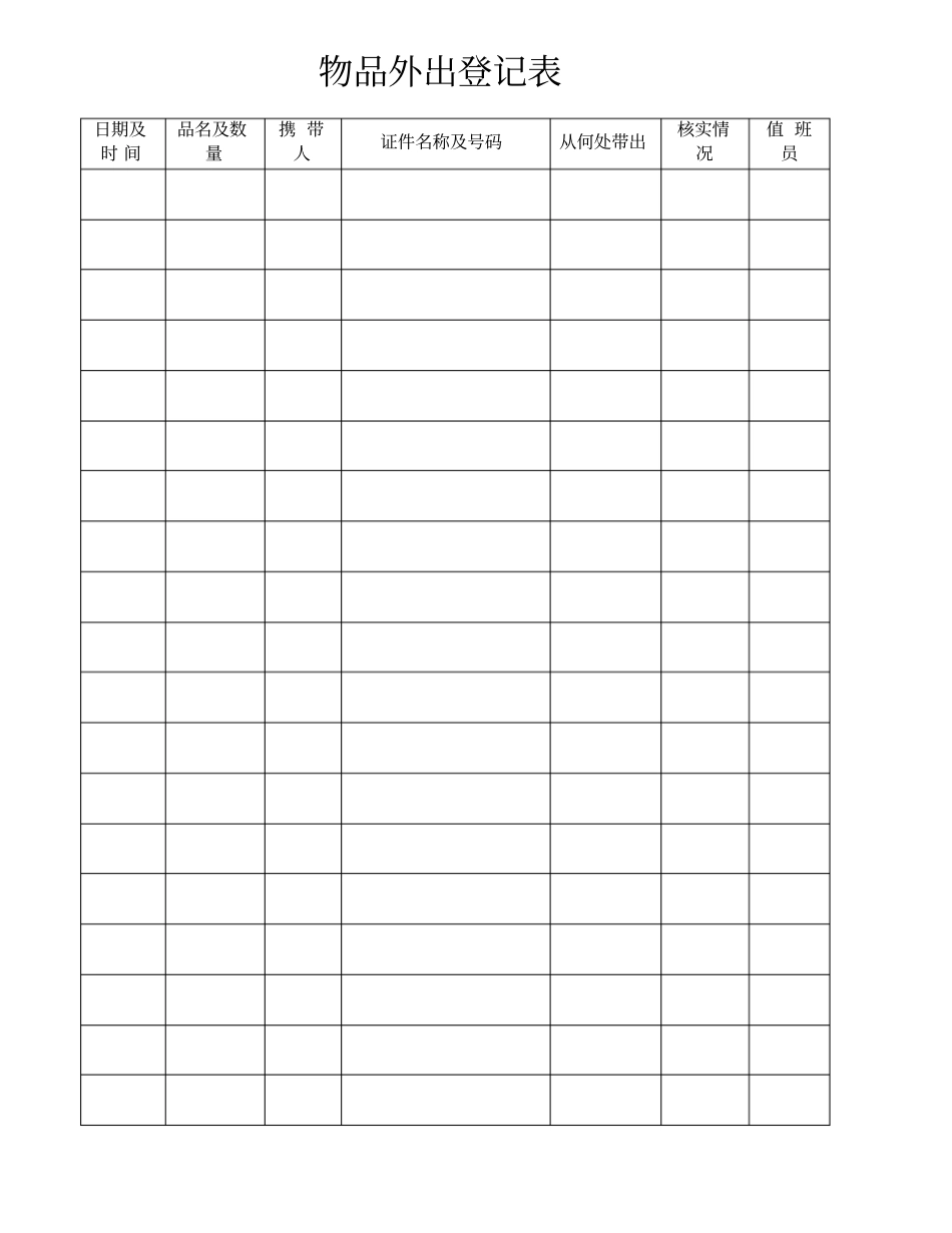 物品外出登记表_第1页
