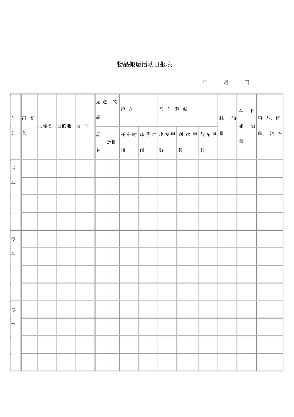 物品搬运活动记录报表_第1页