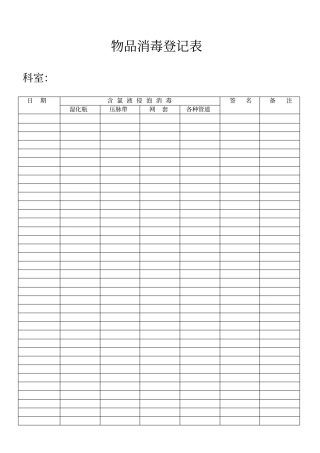 物品消毒登记表
