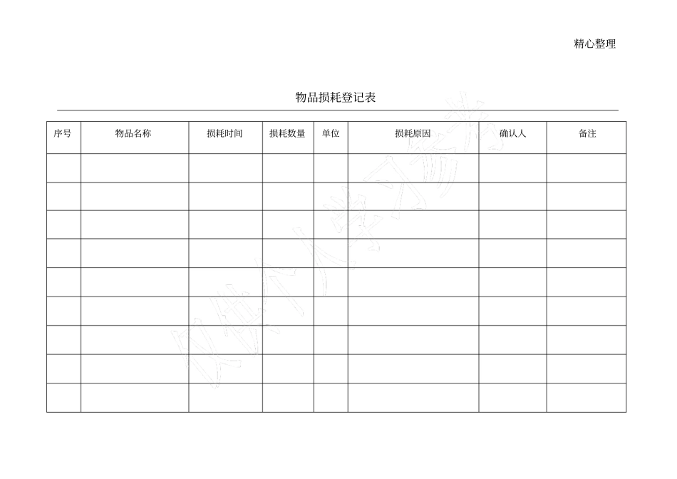 物品损耗登记表_第1页
