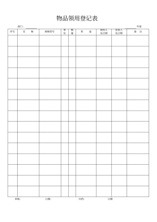 物品领用登记表