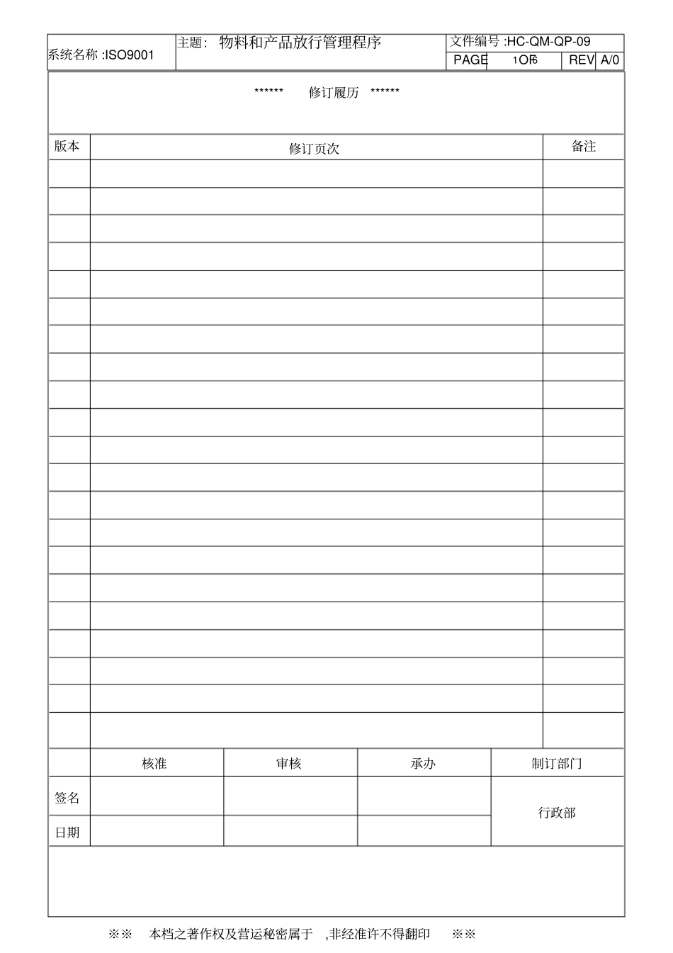 物料和产品放行管理程序_第1页