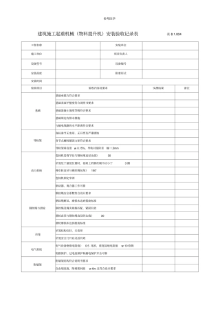 物料提升机安装验收记录表