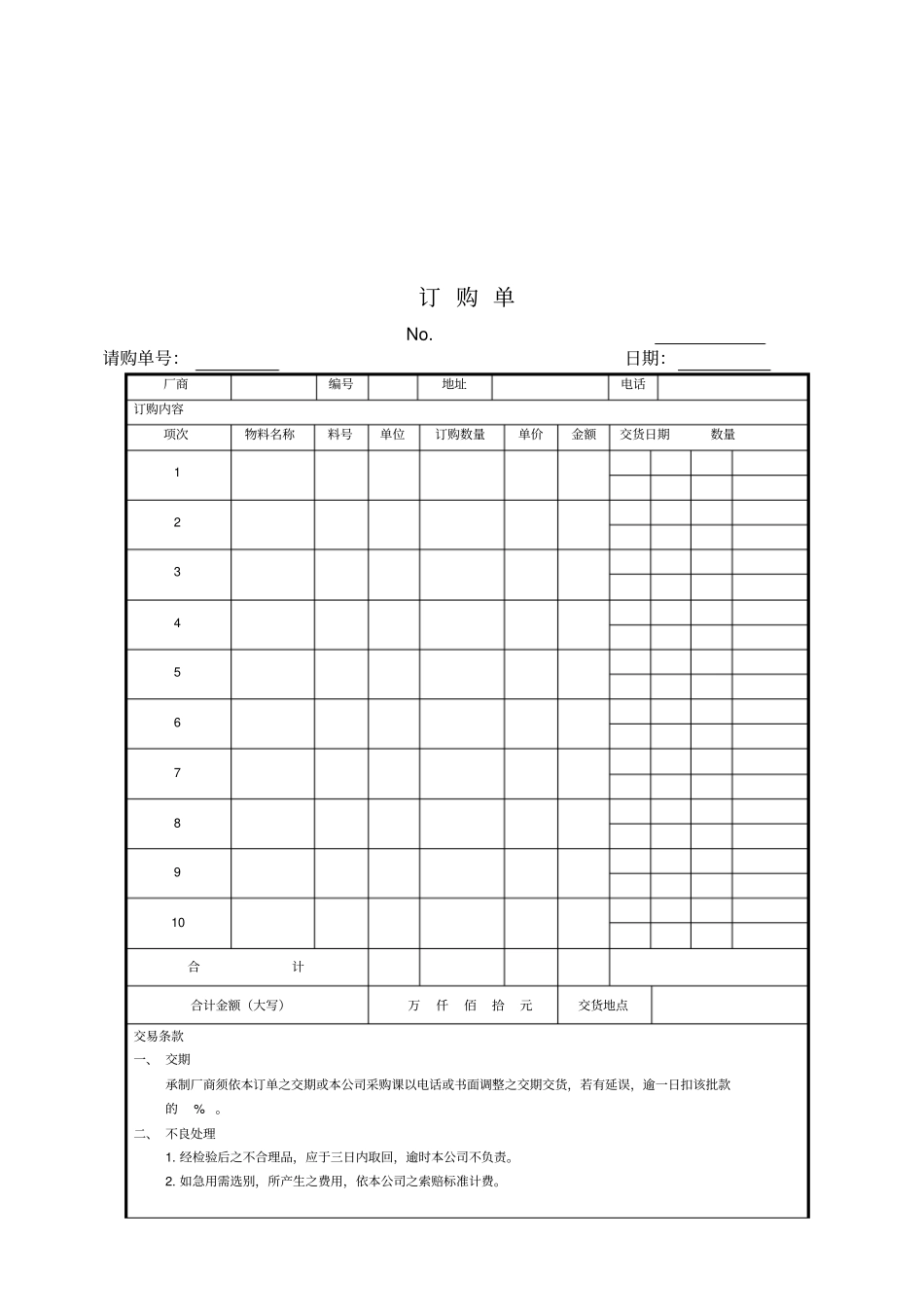 物料采购各类表格_第1页