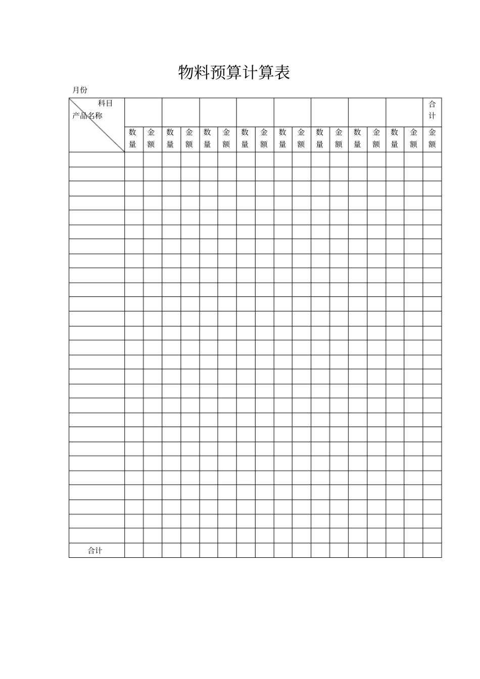 物料预算计算表_第1页