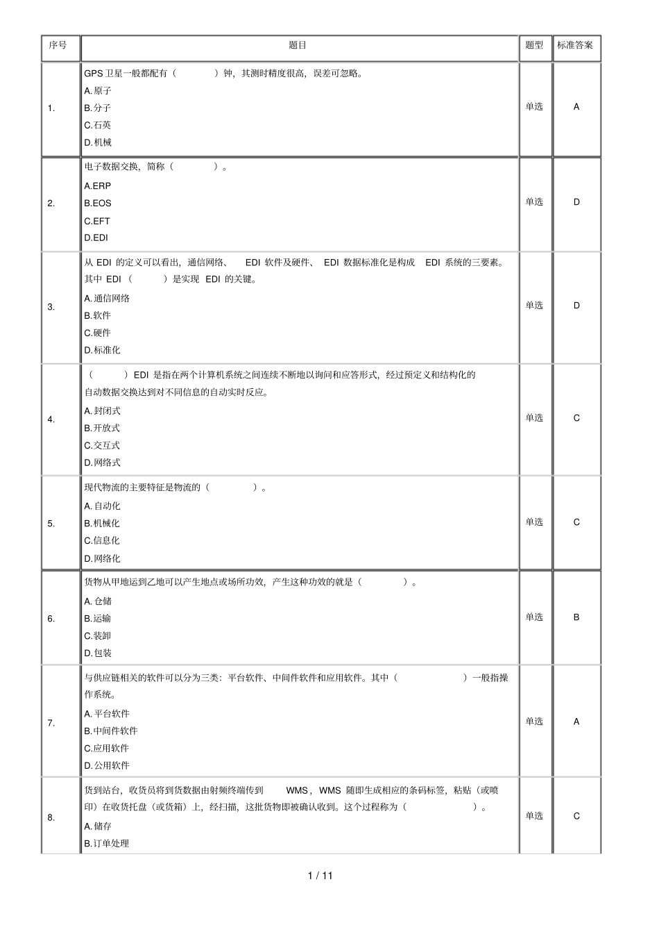物流信息日常管理网上记分作业_第1页