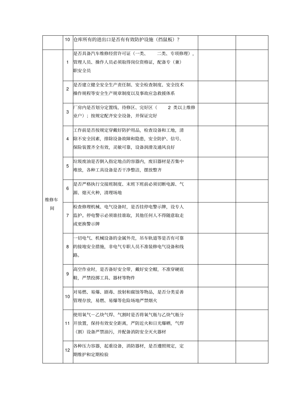 物流安全检查表_第3页