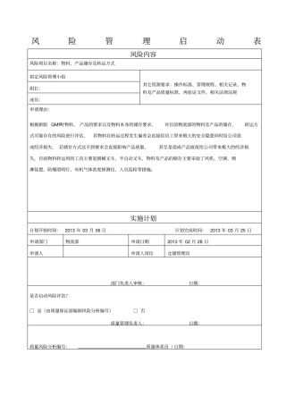 物流部仓储风险评价