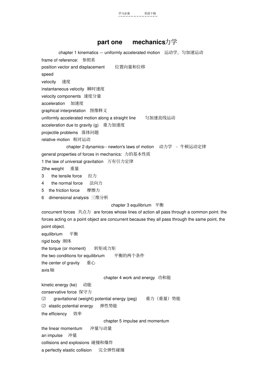 物理专业英语名词解释_第1页