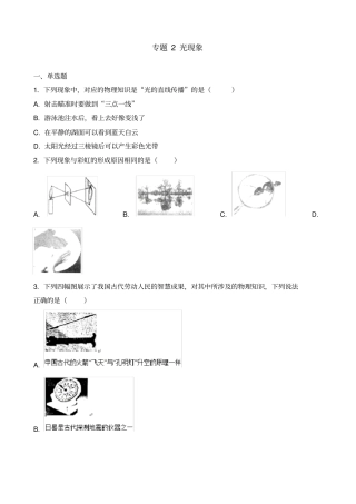 物理光现象中考试题大全