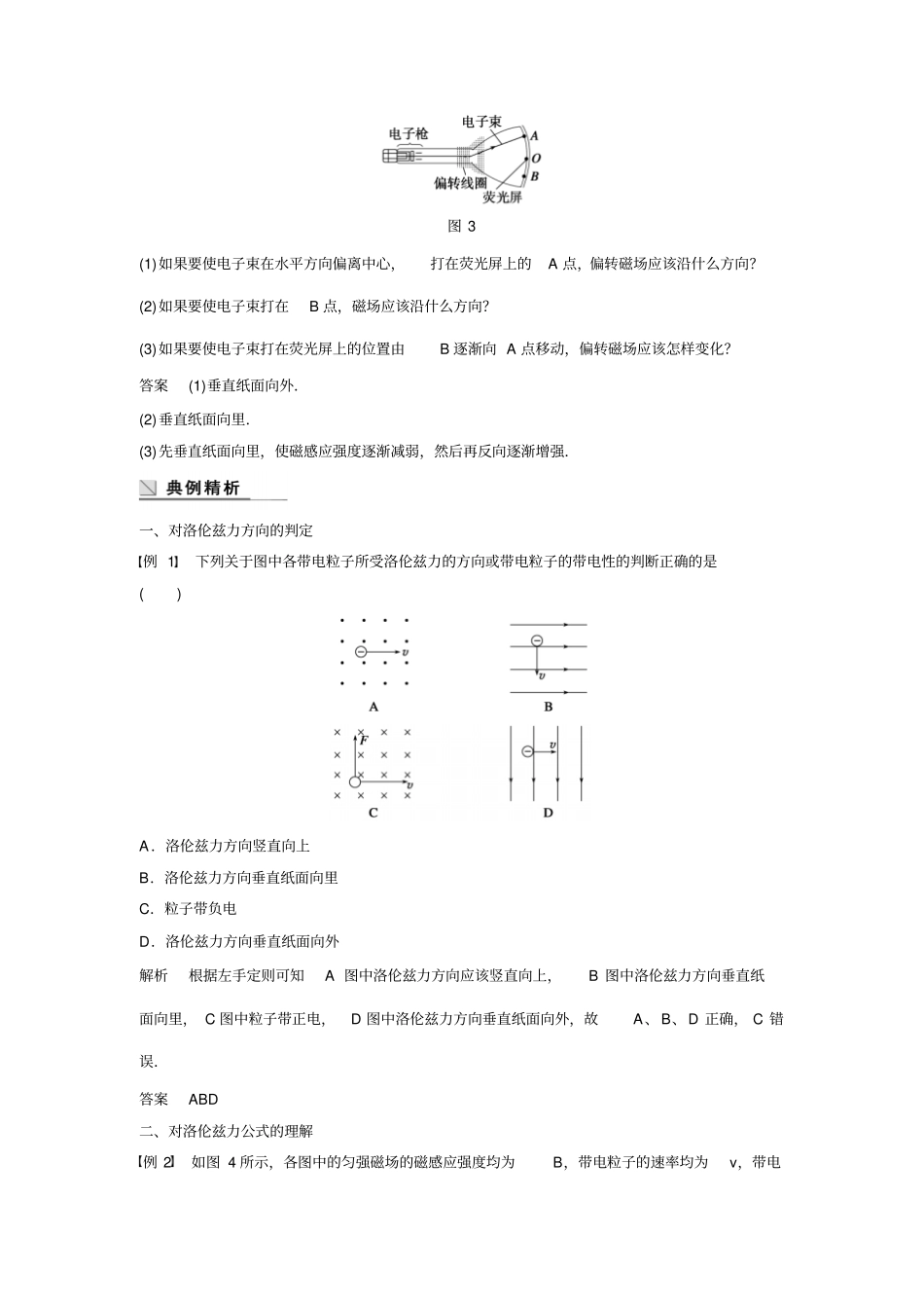 物理选修1学案5运动电荷在磁场中受到的力人教版选修1资料_第3页