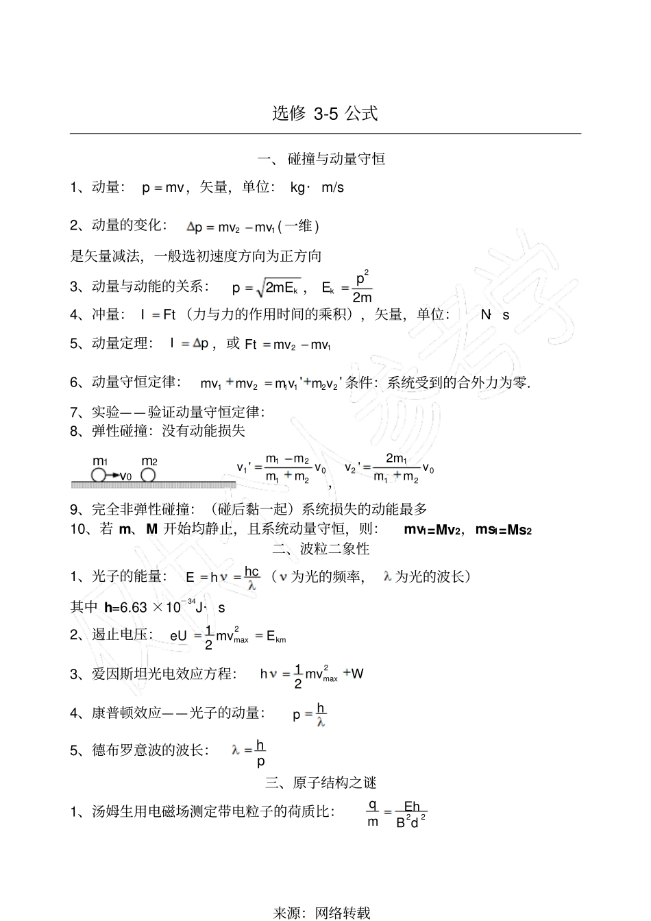 物理选修5知识总结公式_第1页
