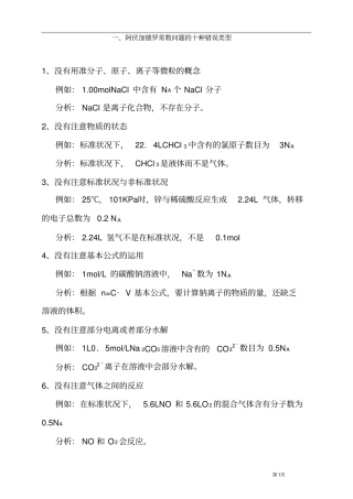 物质的量专题训练用