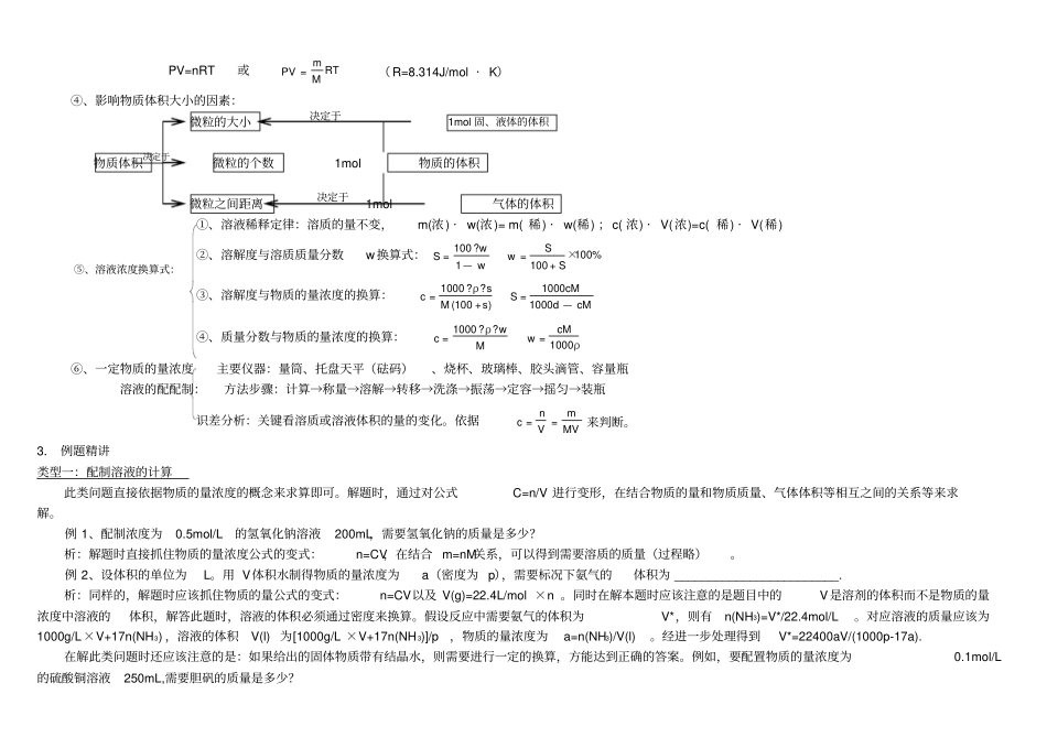 物质的量的浓度知识点整理_第3页