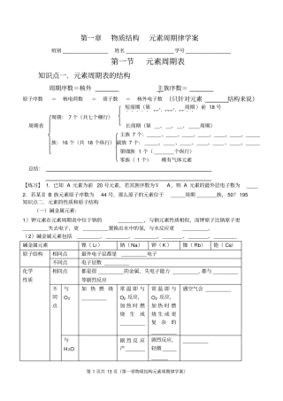 物质结构元素周期律学案1