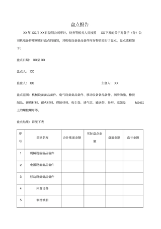物资库房盘点报告