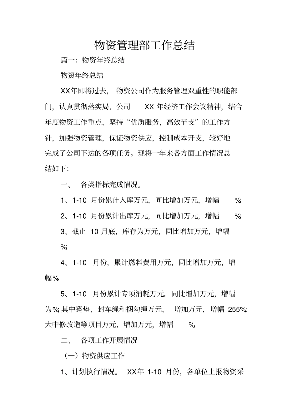 物资管理部工作总结_第1页