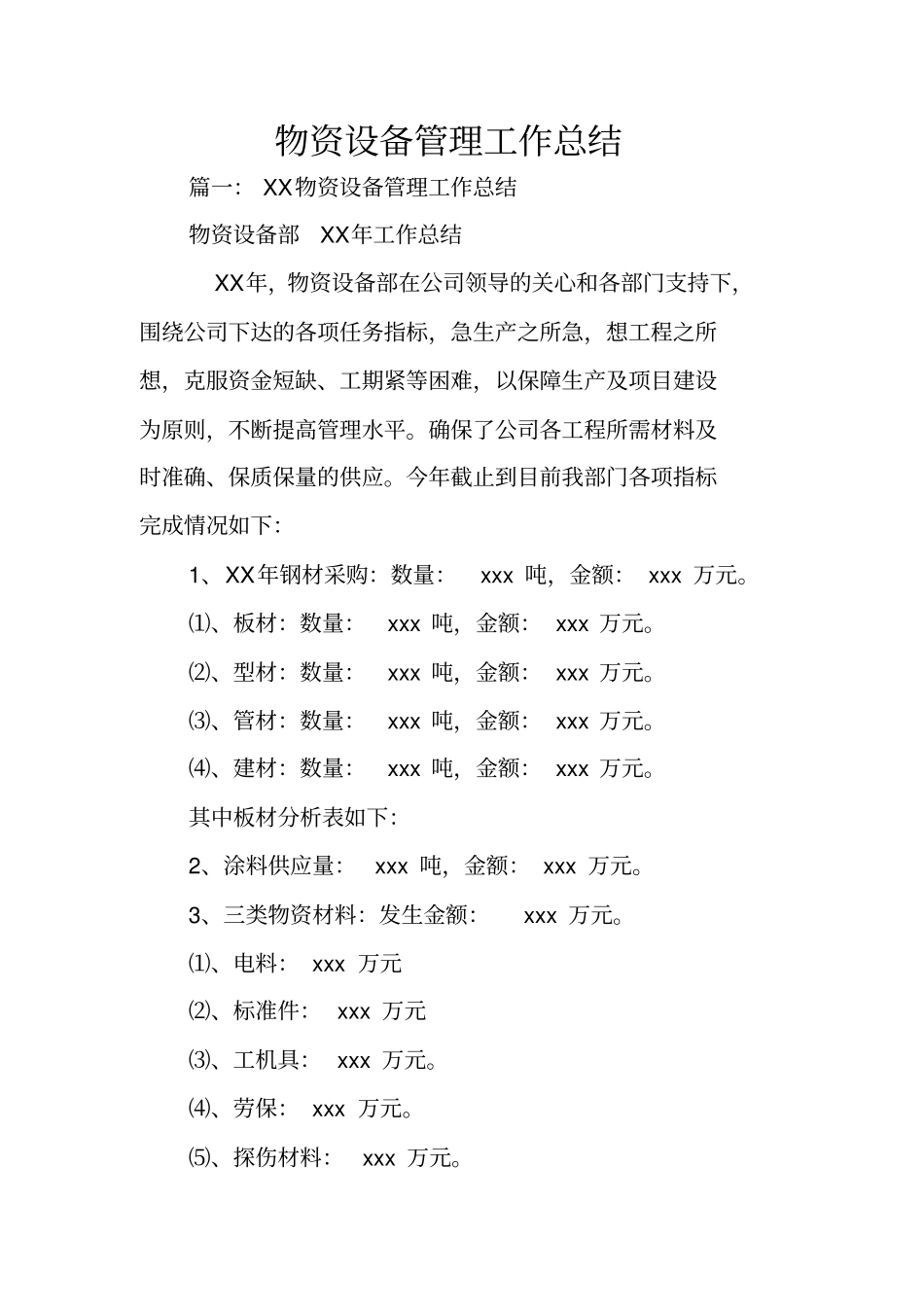 物资设备管理工作总结_第1页