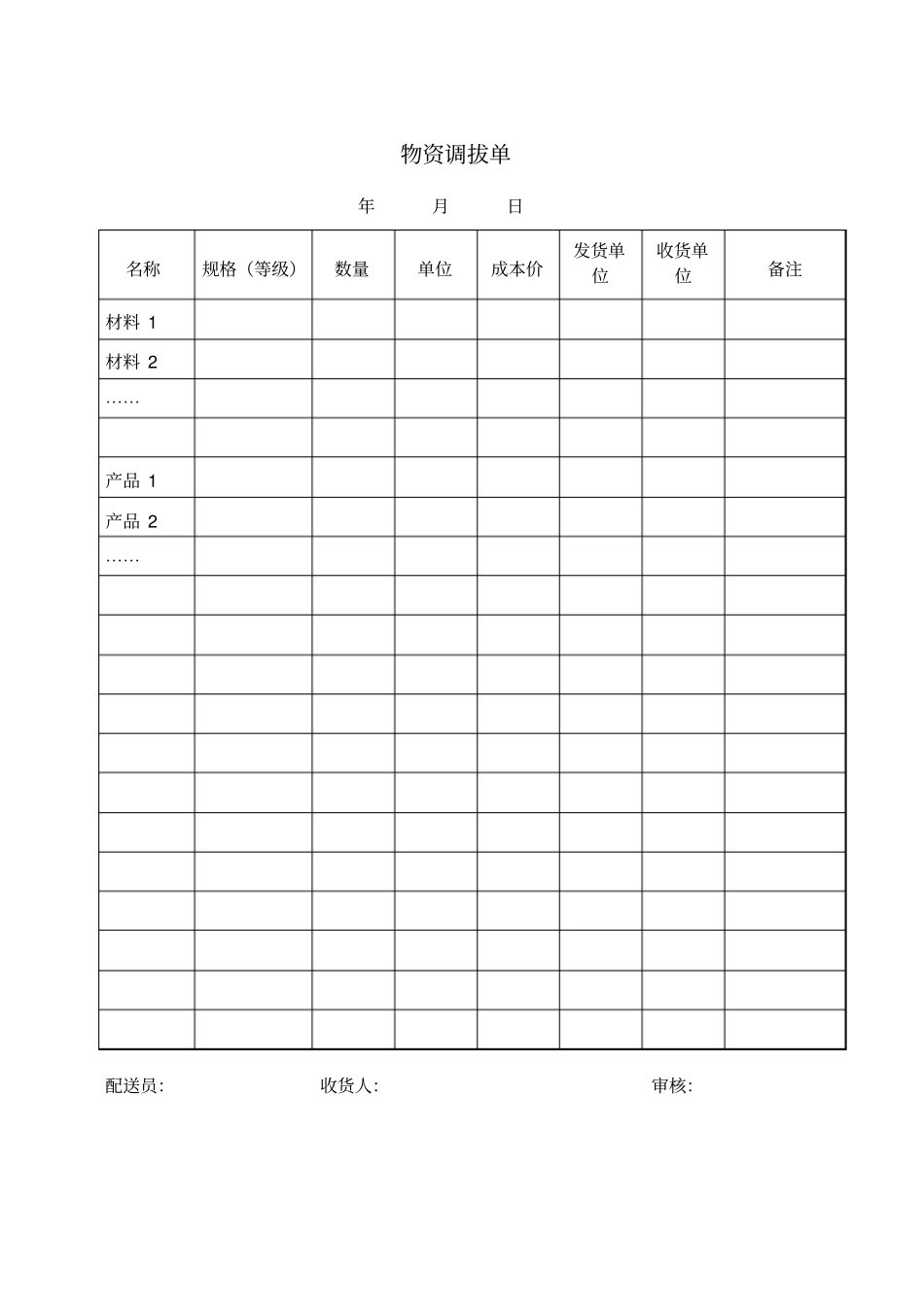物资调拔单模板_第1页