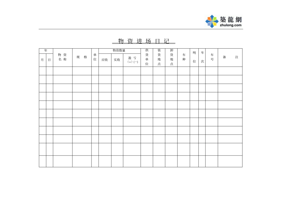 物资进场日记_第1页