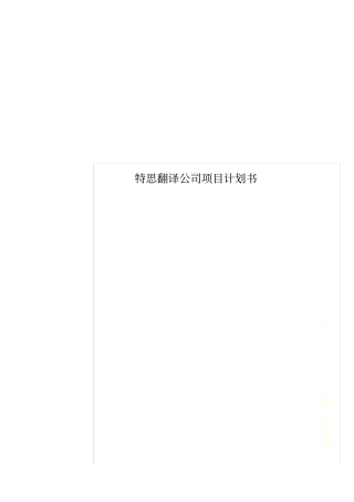 特思翻译公司项目计划书