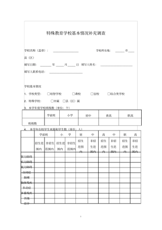 特殊教育学校基本情况补充调查