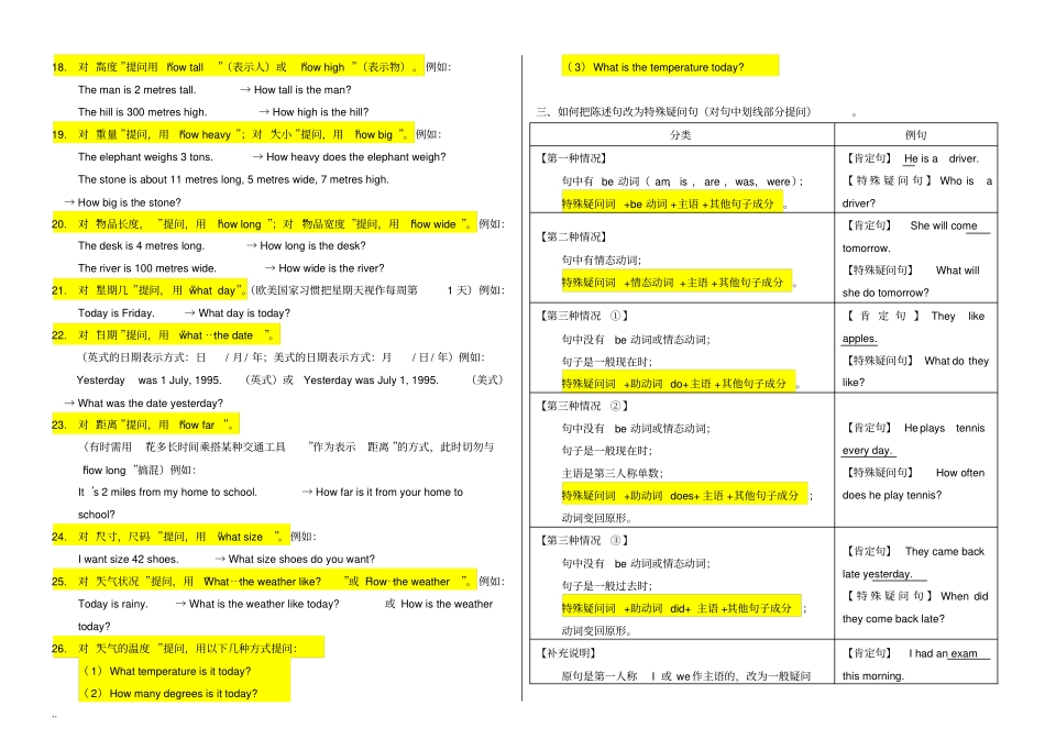 特殊疑问词详解与特殊疑问句练习_第2页