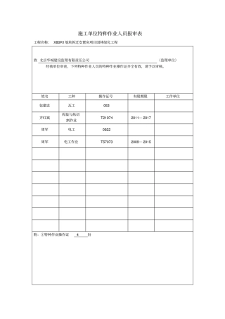 特种作业人员报审表