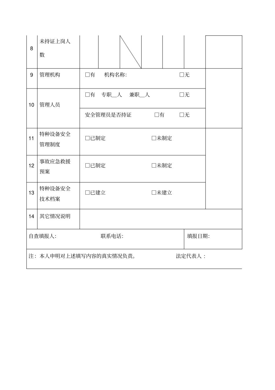 特种设备使用单位安全隐患自查自纠表_第2页