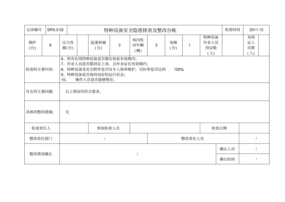 特种设备安全隐患排查及整改台帐_第2页