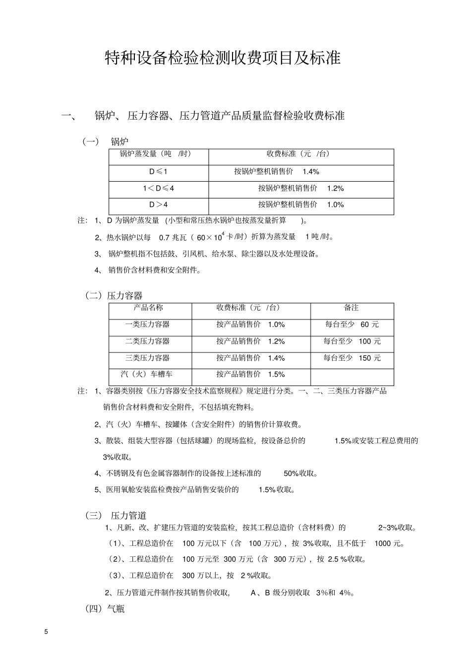特种设备检验检测收费项目及标准资料_第1页
