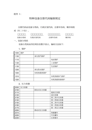 特种设备注册代码编制规定