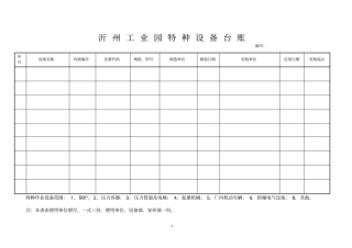 特种设备管理表格