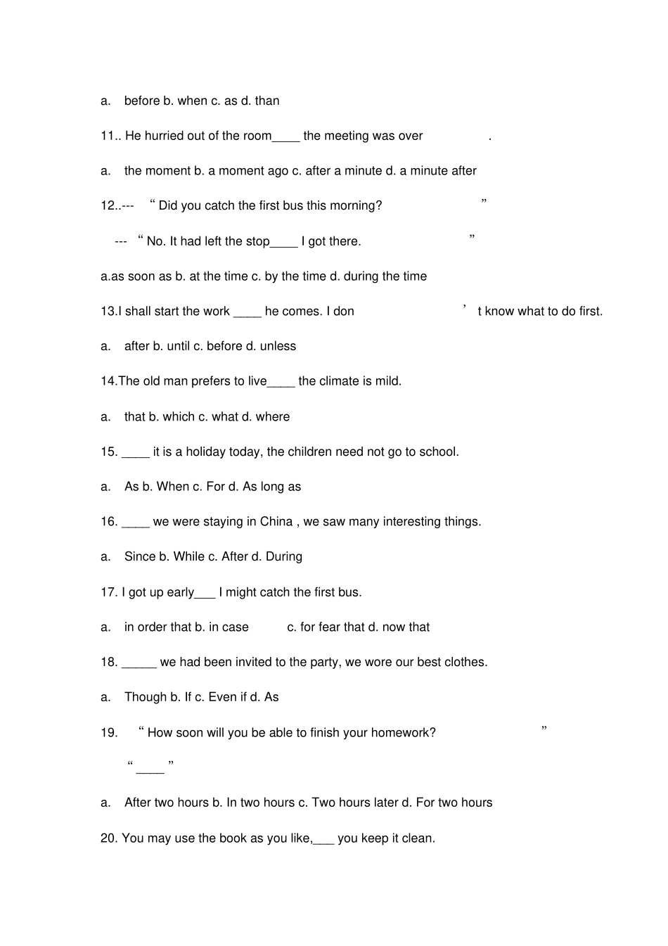 状语从句练习题_第2页