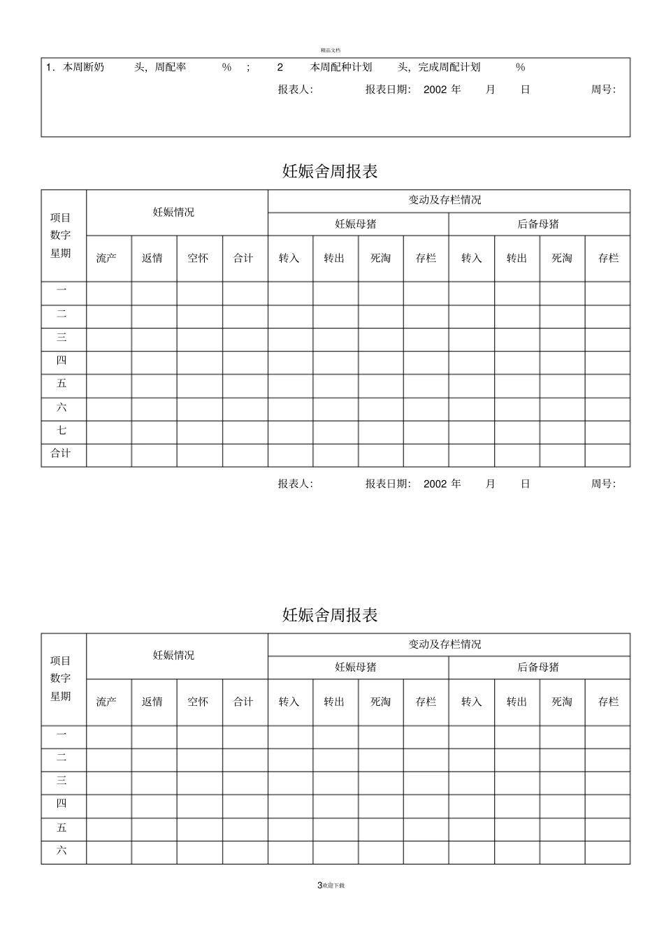猪场统计周报表绝对实用_第3页