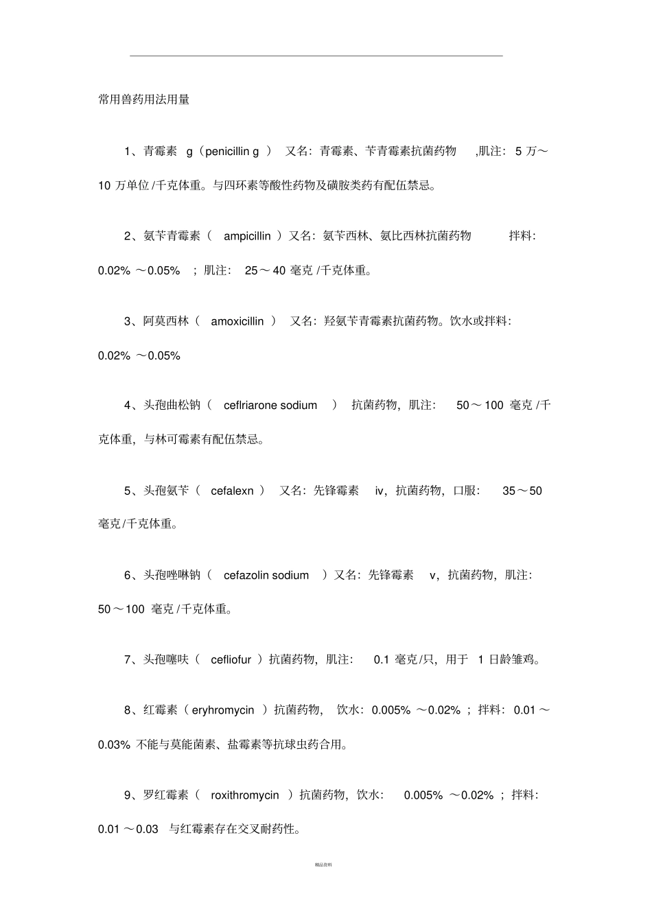 猪常用兽药用法用量_第1页