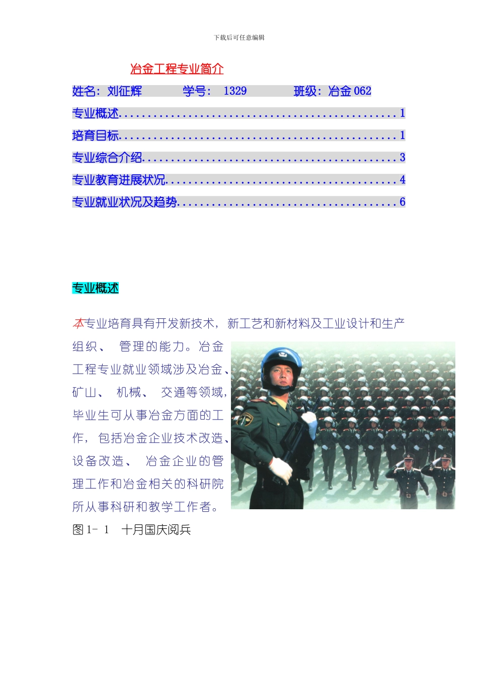 冶金工程专业简介模板_第1页