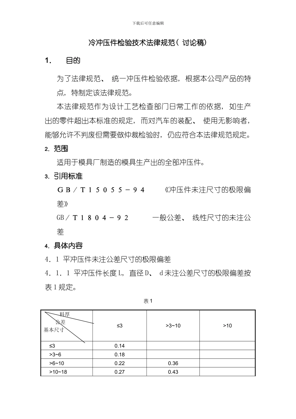 冷冲压件检验技术规范模板_第1页