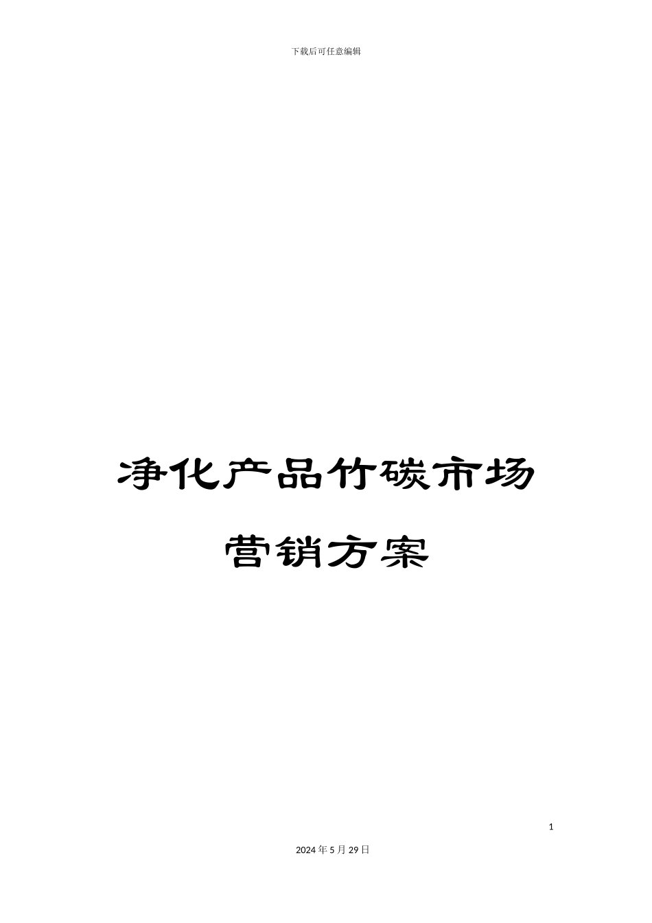 净化产品竹碳市场营销方案_第1页