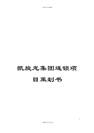 凯旋龙集团连锁项目策划书