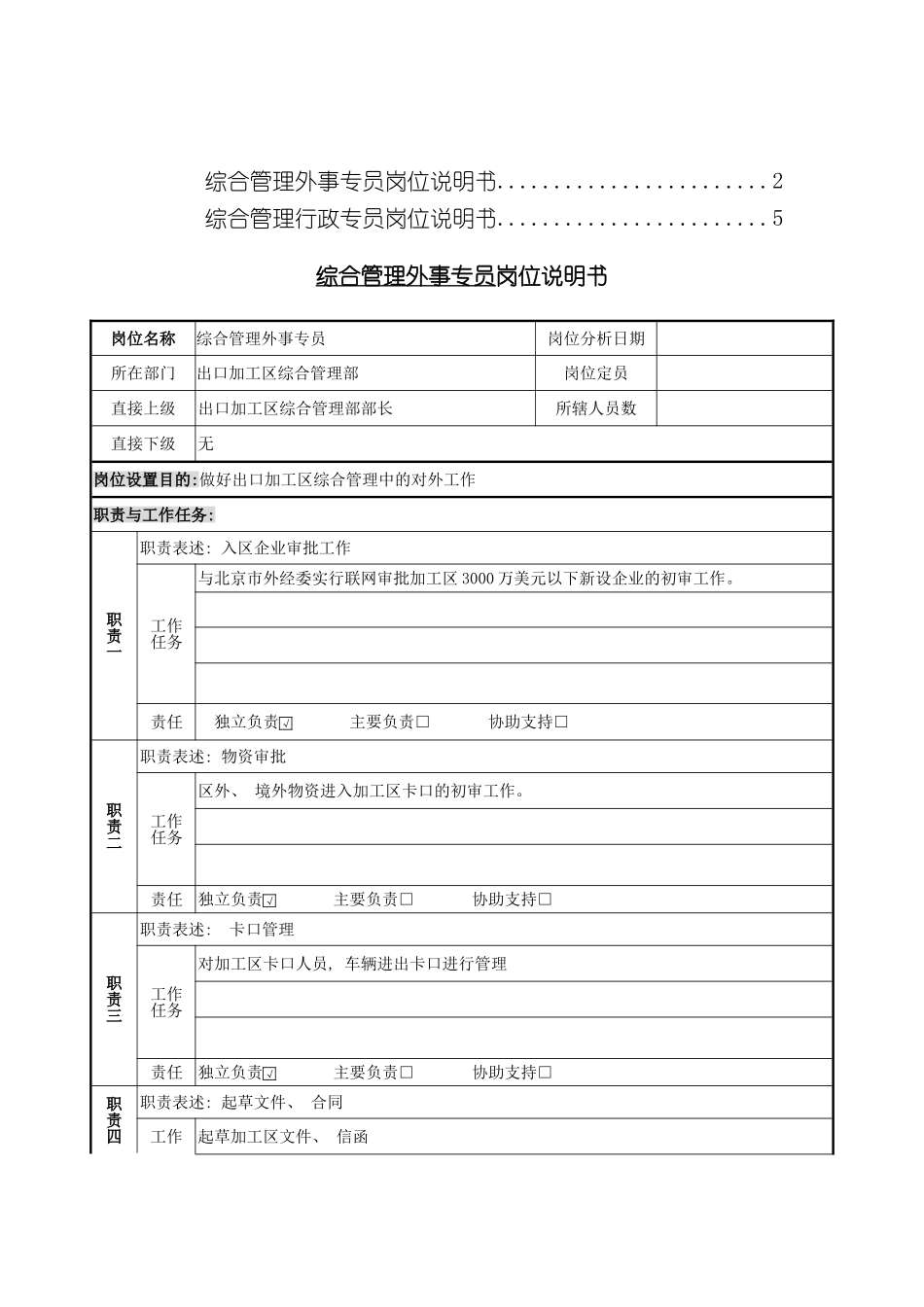 出口加工区岗位说明书_第2页